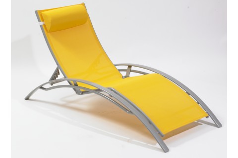 CHAISE LONGUE MULIT-POSITIONS, ALUMINIUM, Jaune