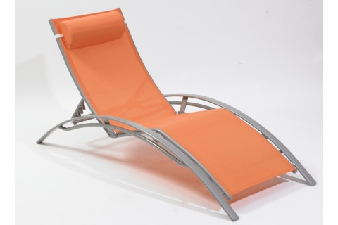 Chaise longue multi-positions aluminium, Orange