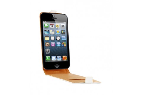 Etui cuir blanc pour iPhone 5 / 5S / SE