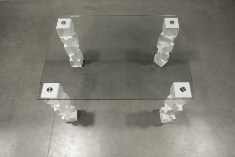 Table design plateau en verre 140 cm