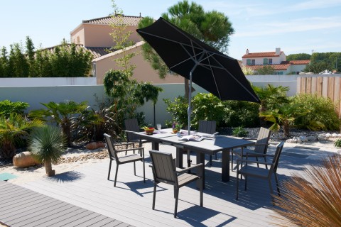 Parasol Aluminium à Manivelle 270 cm - Noir