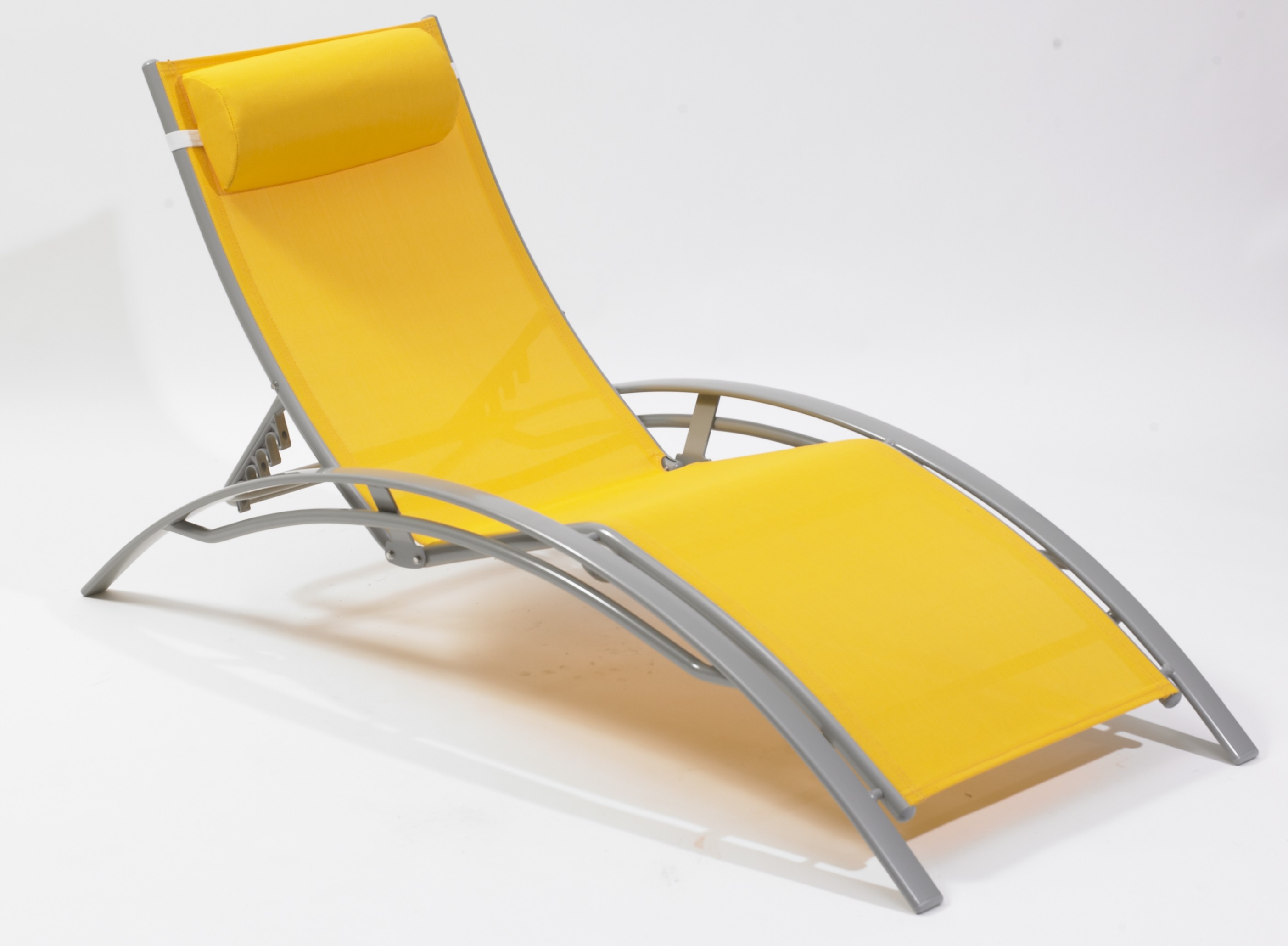 Chaise longue mulit positions, aluminium, jaune