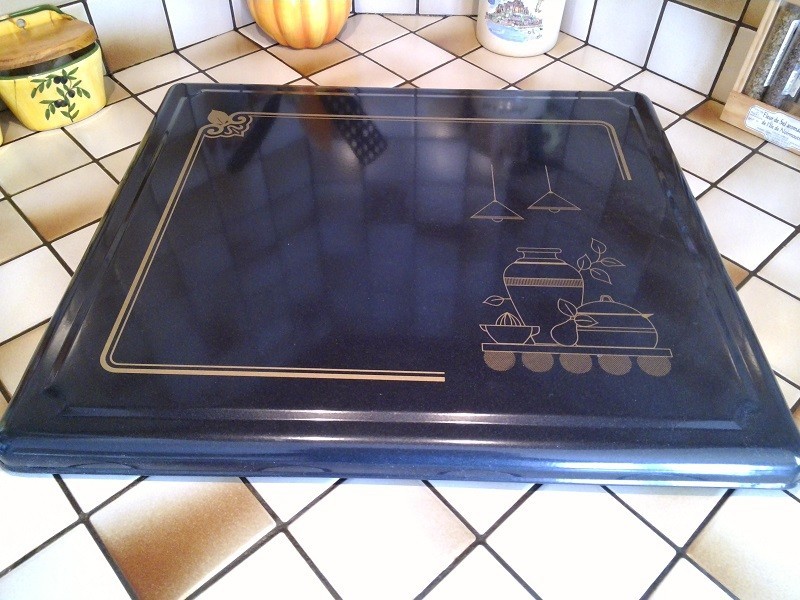 Plaque de protection pour plaque vitrocéramique Noir Sérigraphie Pots