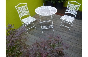 ENSEMBLE FLORA 1 GUÉRIDON PLIANT + 2 CHAISES PLIANTES blanc