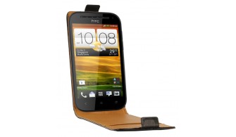 Etui cuir noir véritable pour HTC ONE SV