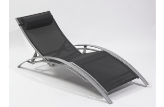 Chaise longue multi-positions aluminium, noir