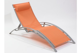 Chaise longue multi-positions aluminium, Orange