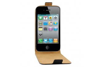 Etui Flip pour smartphone Apple iPhone 4/4S cuir noir - 1